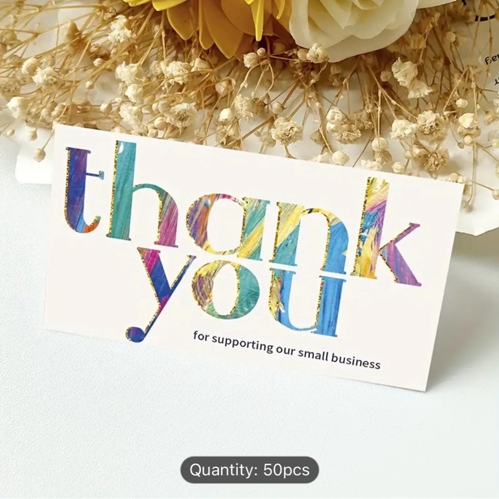 Thank You Cards, 50 Piece, White & Colorful
